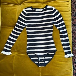 Navy and white striped Zara leotard